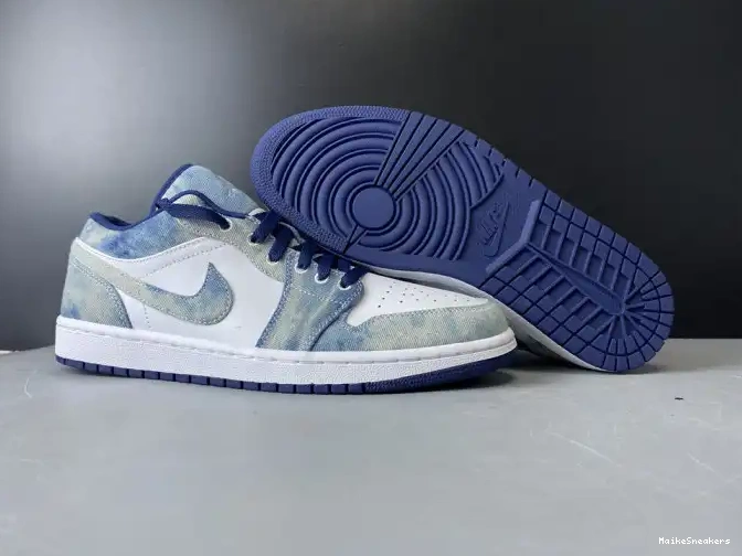 MaikeSneakers Washed Air Jordan CZ8455-100 1 Low Denim 0518